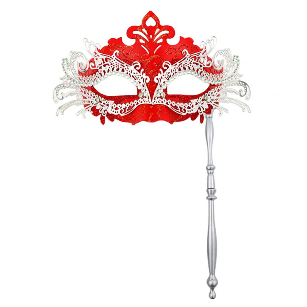 Fancy Dress Party Eyewear Mask Metal Handheld Stick Half Face Venetian Masque Rhinestones Women Mask Prom Ball Masquerade
