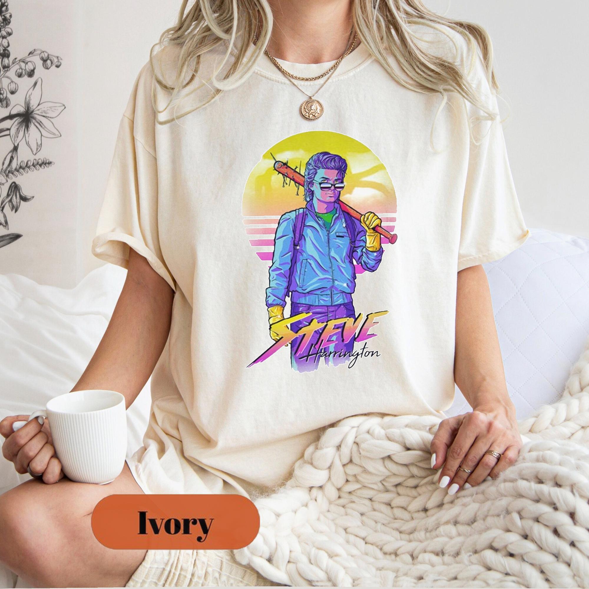 Steve Shirt Retro 80s Shirt Stranger Eleven Elle Waffle Tshirt TV Nerd Geek Shirt Womens Style Reversed 80s Print Tshirt S