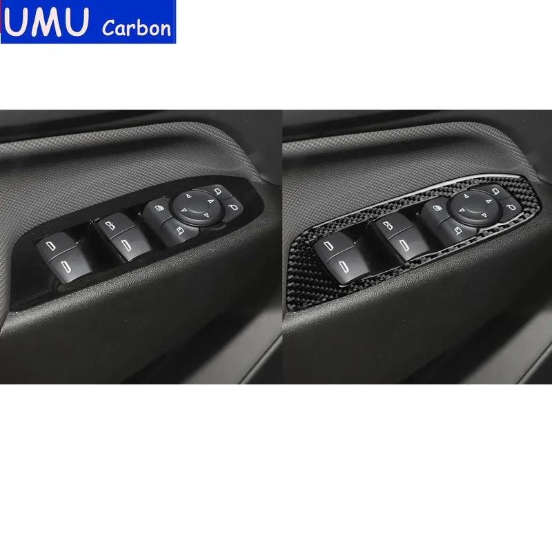 For Chevrolet Trailblazer 2018— LHD Real Carbon Fiber Window Switch Lifting Panel Cover Trim Sticker Decorative Accessories