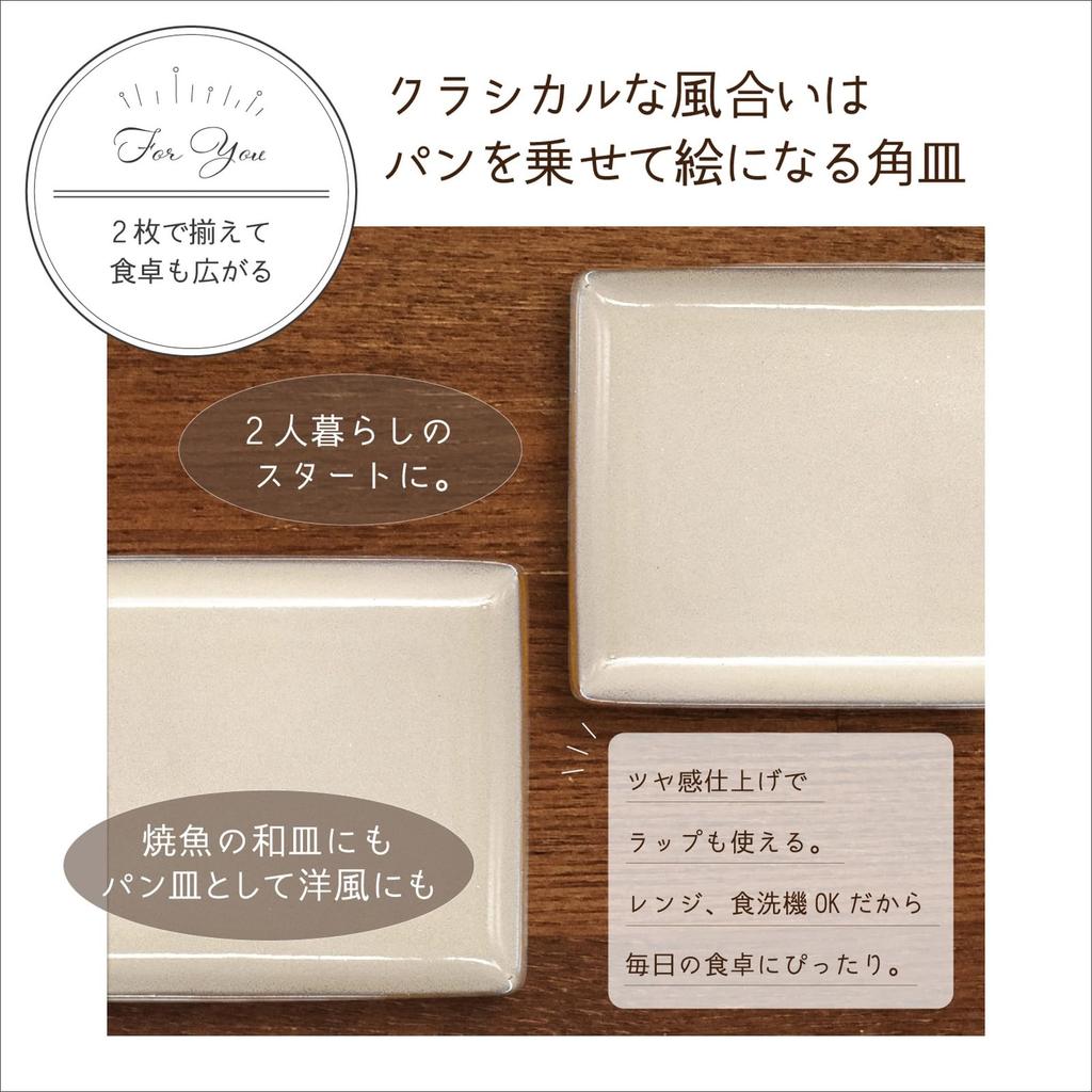 aito Seisakusho Rectangular Serving Set of 21 x 13 Mino Dishwasher and Microwave Made in 567520 "Natural Color" Plate, 2, Approx. cm, Gray, Ware,