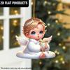 2D Flat Angel Wings Acrylic Ornaments with Golden Rope, Realistic Angle Pendant, Charm Rearview Mirror Hanging Decor,Prety Gifts for Family Friends