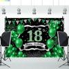 Happy 18th Birthday Photo Backdrop Green Balloons Theme Girl Boy 18 Years Old Birthday Party Decoration Photography Background