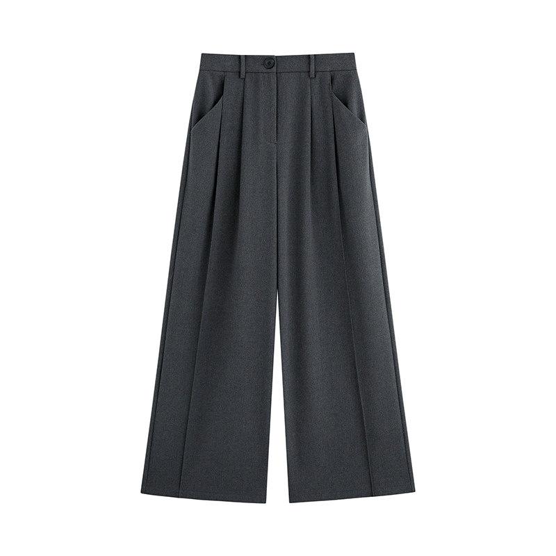 

Lu Qing Yi Retro Twill High-Waist Wide-Leg Pants - Women s Autumn Casual Drape Gray (3rd Batch) 15 Days