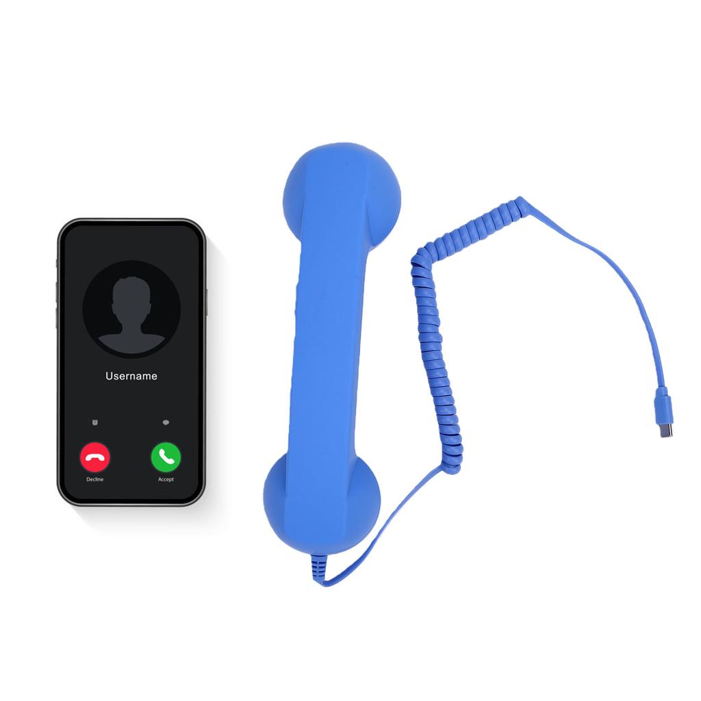 Retro Telephone Handset Type C Vintage Wired Handheld Cell Phone Receiver with Speaker and Microphone for Cell Mobile Video Conferences Calls Meetings
