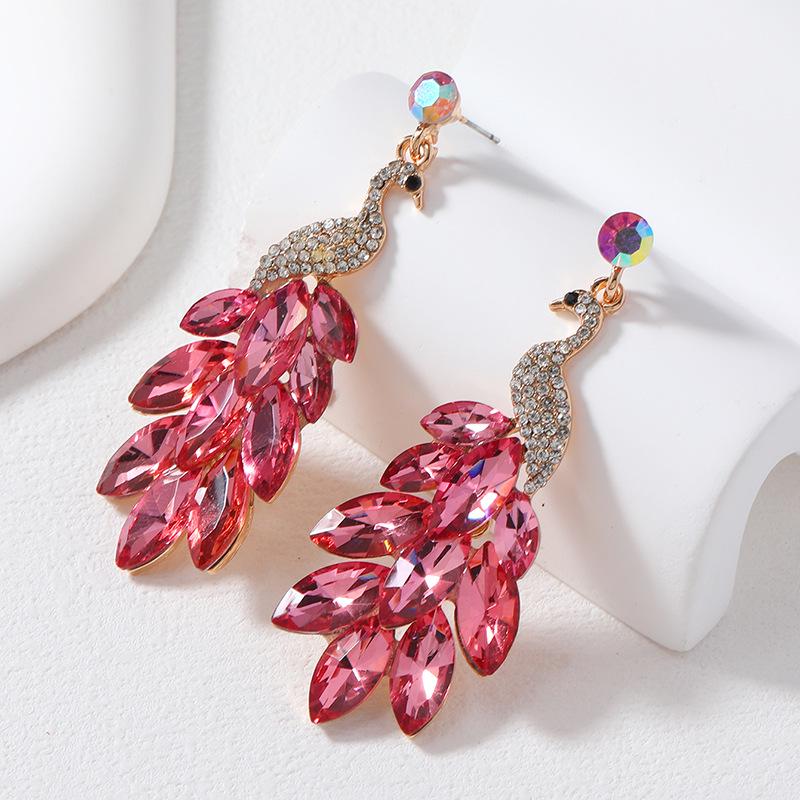 Ethnic Rhinestone Peacock Earrings: European & American Retro Indian Style