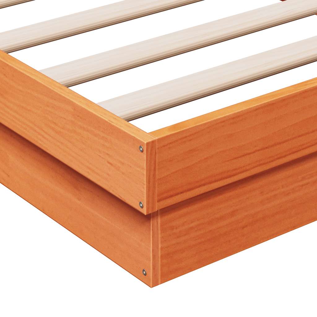Solid Wood Bed with LED Lighting Wax Brown 100 X 200 Cm Pine