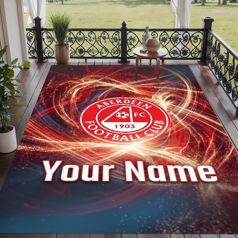 Custom Text Printed Rug Aberdeen FC Non Slip Floor Carpet For Home Room Decor