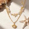 Dainty Necklace Bohemia Starfish Faux Pearl Lightweight Hypoallergenic Women Shell