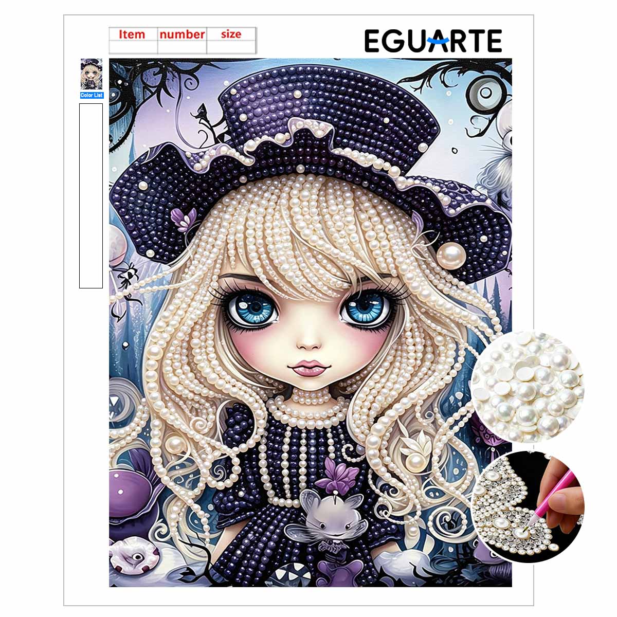 DIY Frameless Pearl Art Kit Cute Girl Fantasy Design 3D Bead Painting Canvas Relaxing Handmade Craft for Home Decor Wall Art 30x40cm