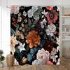Black Background On Colourful Flowers Shower Curtain Vintage Style Artistic Creativity Print Fabric Bath Curtains Bathroom Decor