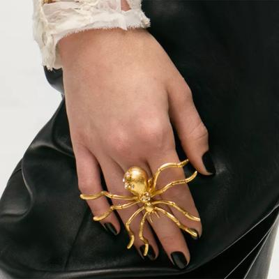 Exaggerated Metal Spider Animal Ring for Women European American Personality Unique Vintage Jewelry Party Accessories