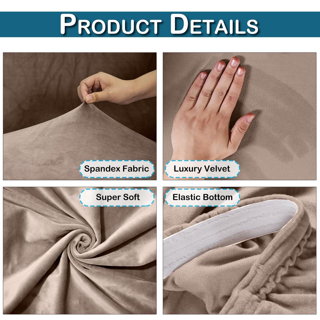 Velvet Square Ottoman Covers Folding Storage Stool Furniture Protector Stretch Footrest Foot Stool Covers Living Room Slipcover