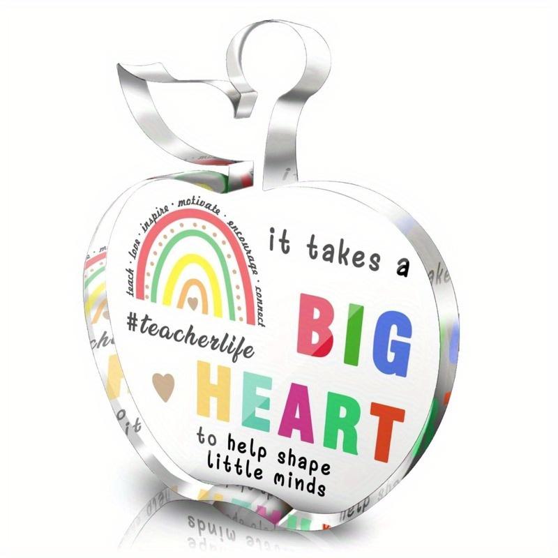 

It Takes A Big Heart To Shape Little Minds Teacher Sign - Acrylic Appreciation Gift for Educators чистый