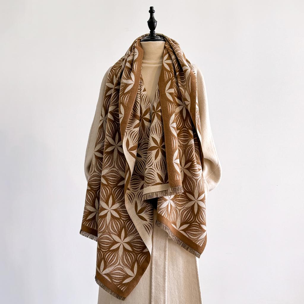 Women Luxury Design Winter Imitation Cashmere Warm Scarves Pashmina Shawl Wraps  Female Thick Blanket Soft Bufanda Foulard Scarf