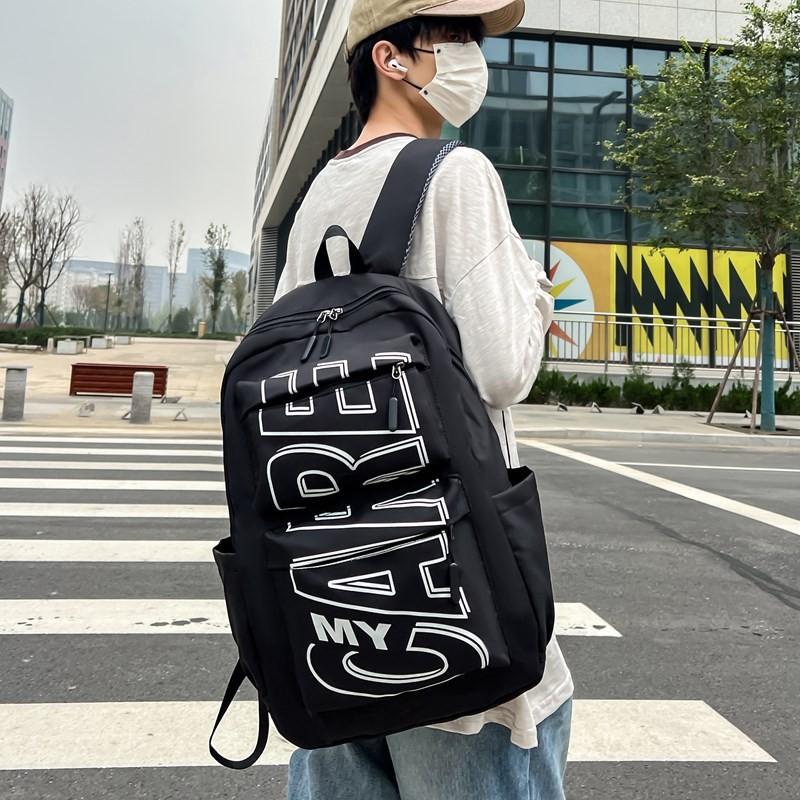 Pattern Simplified Letter Large Capacity Student Backpack For School Outdoor And