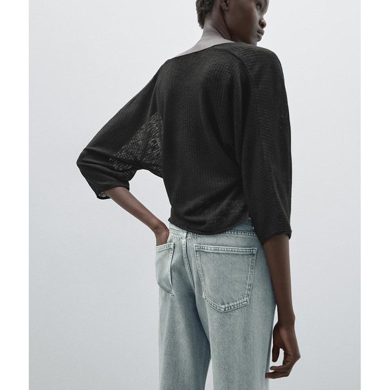 MD Spring/Summer New Arrival Women's Clothing New Chinese Style Elegance Black Strap Design Lightweight V-neck Knitted Jacket 6835301