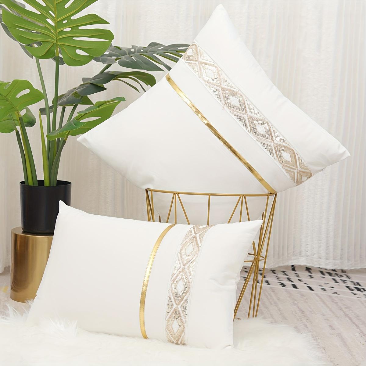 

Роскошная однотонная наволочка из голландского бархата с ромбовидным кружевом, длинная прямоугольная квадратная наволочка, подходящая для гостиной, спальни, дивана 40 * 40 cm/16 * 16 inches белый