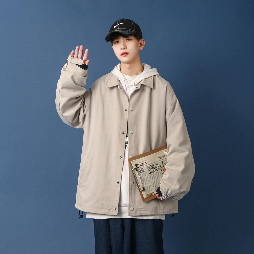 Coach jacket men's spring casual versatile autumn clothing solid color coat fat large size baseball jersey Korean version top men