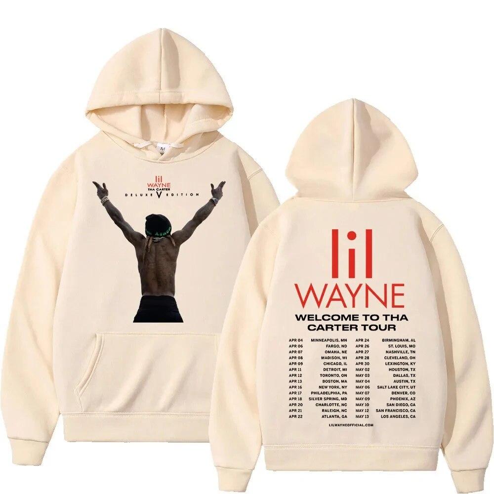 Рэпер Лил Уэйн Добро пожаловать в Tha Carter Tour Трендовые толстовки Модные винтажные толстовки большого размера с капюшоном с принтом Унисекс Женщины Хип-хоп Унисекс 2XL