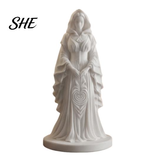 Retro Witch Figure Decor 3D Printed Statue, European Style Mysterious Figurine with Fine Unique Ornament Designs Texture & Stable Base, Compact