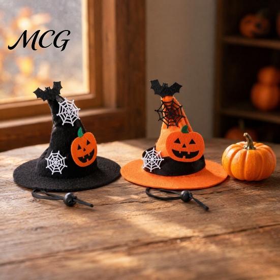 Medium-sized Pet Hat Halloween Dog Hat, Adjustable Cat Witch Pumpkin Bat Cobweb Small Costume for Medium Dogs Cats Holiday Photo Prop Accessory