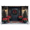 Mocsicka Christmas Door Photography Background Xmas Tree Pattern Decorations Adult Children Photo Backdrops Holiday Party Banner
