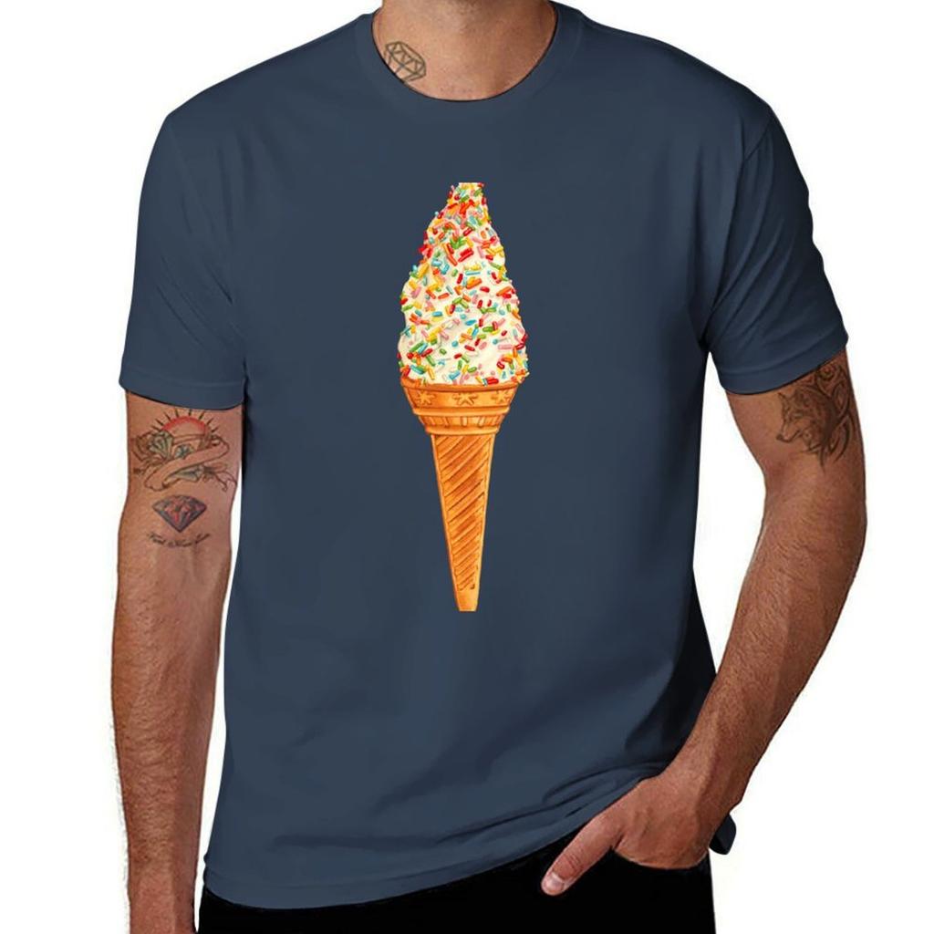 Sprinkle Ice Cream Pattern Black Tshirt Thanksgiving Casual Tee Tshirt