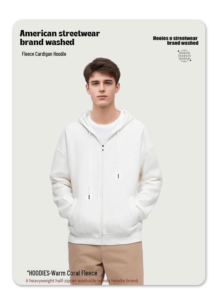 450G Heavyweight Men's Cotton Velvet-Lined Hoodie: Trendy, High-End Feel for Couples