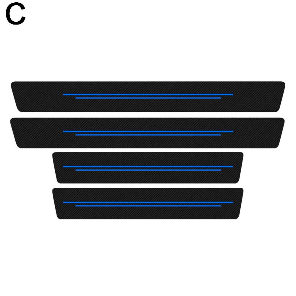 4pcs Universal Carbon Fiber Leather Car Door Sill Protection Film DIY Paste Waterproof Anti Scratch Strip Car Sticker Protect