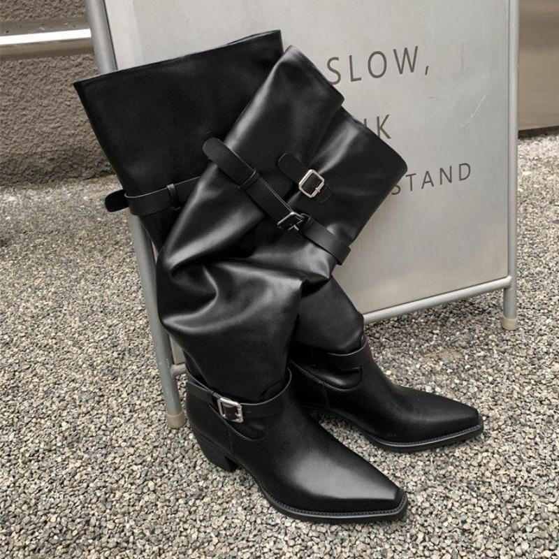 Spitze Zehen Damen High Boots Designer Schuhe mit Absatz Mode Frau Chelsea Boots Winter 2025 Neue Pumps Goth Marke Mujer De Botas