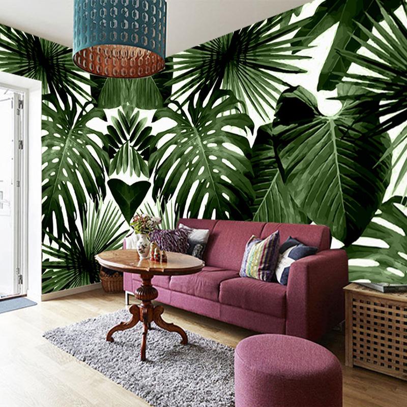 Tropical Rain Forest Wall Mural Banana Leaves Wallpaper  Living Room Bedroom TV Backgdrop Home Decor 3D Murals