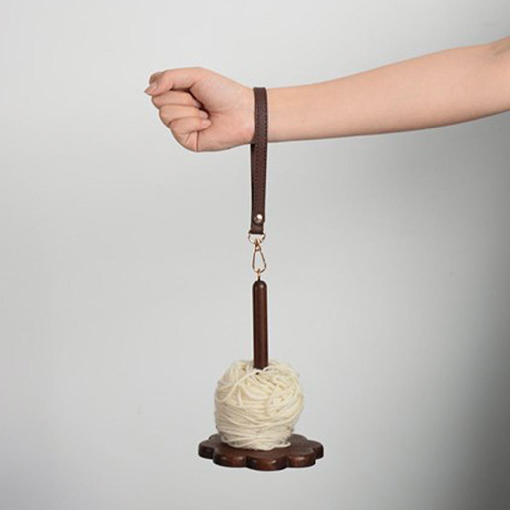 Holz Garn Organizer mit Armband Tragbarer Handgelenk Garnhalter mit Lederarmband Häkeln Strickzubehör
