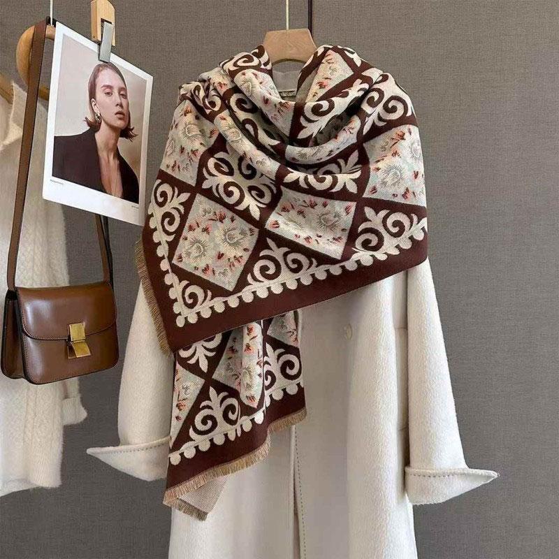 

Versatile Faux Cashmere Scarves Shawl For Autumn Winter Multi-Functional Neck-Protecting Warm Windproof Scarf One Size