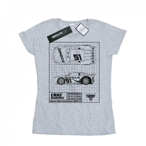 

Disney Womens/Ladies Cars Cruz Ramirez Blueprint Cotton T-Shirt XXL білий