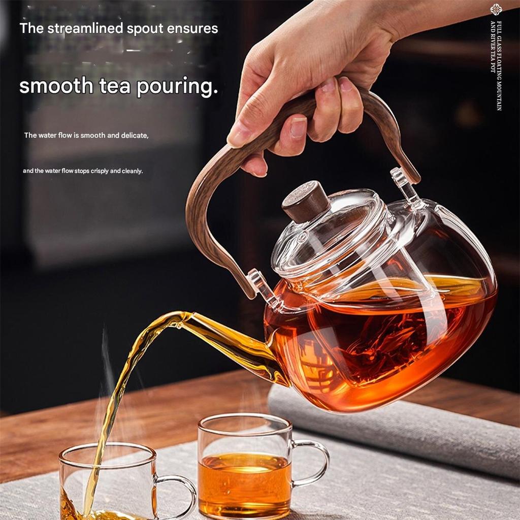 New glass teapot for brewing tea, suitable for home use on a high-temperature resistant electric ceramic stove, with handle and