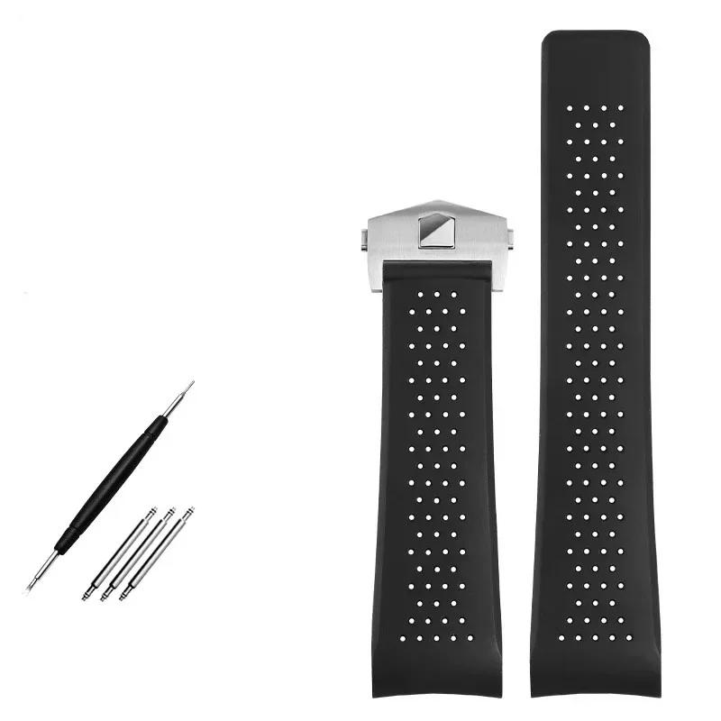 

Ремешок для часов из натурального каучука для TAG HEUER GRAND CARRERA, водонепроницаемый спортивный ремешок, мягкий силиконовый браслет для часов 22 мм 24 мм 24mm