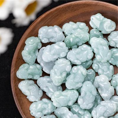 Perle Viso Anello Pixiu in Giada Naturale Grado A - Giada Ghiacciata Cerosa del Myanmar Accessori Fai da Te