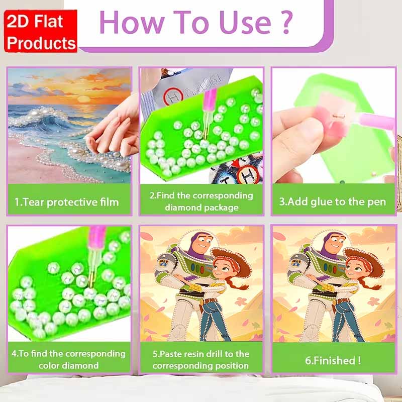 Disney Pearl Painting Toy Story Buzz Lightyear and Tris Handmade DIY Pearl Gem Painting Pictures Crafts Special Shape Home Wall Decoration
