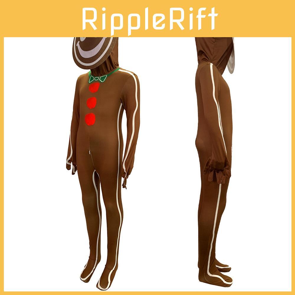 Childrens Gingerbread Man Jumpsuit Christmas Cosplay Role Play Outfit Soft Comfortable Material