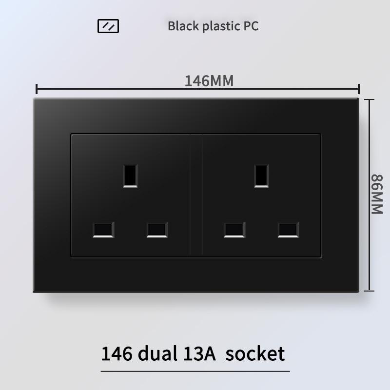13A British Standard Socket with USB & Type-C Fast Charging, Light Switch, Black Panel for Hong Kong & Macau