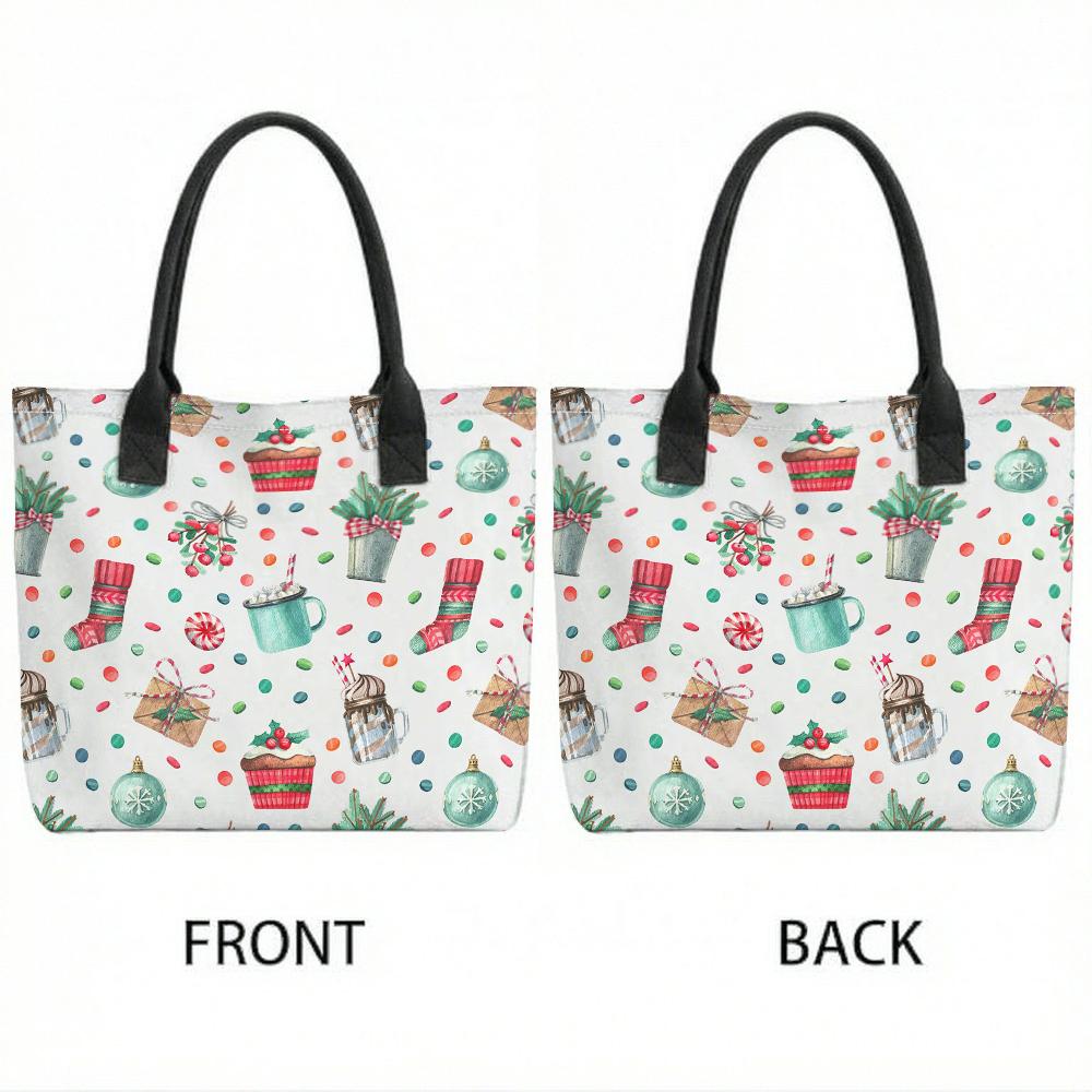Christmas Printed Casual Large Capacity Shoulder Handbag for Daily Use