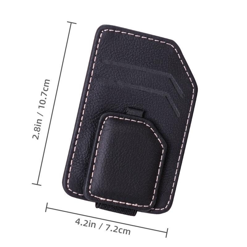 Car Magnetic Glasses Clip, Leather Non-slip, One-handed Take-and-place Multi-function Bracket