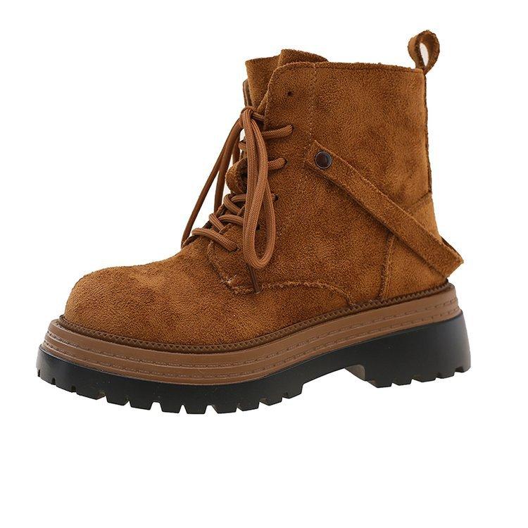 

Cowhide version~ Maillard brown locomotive big head British medium tube short boots thick sole heightening small Martin boots women 40 верблюд