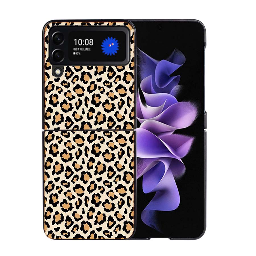 Fashion Tiger Leopard Print Panther Cool Phone Case For Samsung Z Flip 7 6 5G Galaxy Z Flip4 Z Flip5 Z Flip3 Coque Black Hard PC