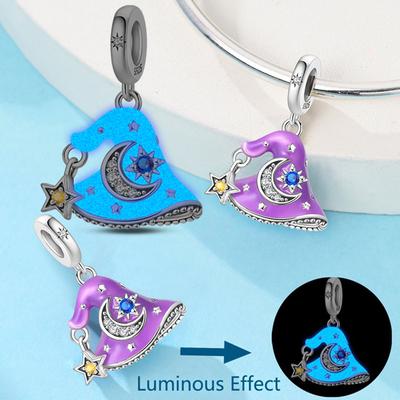 Purple Charms Bead Copper Luminous House Star Moon Pendants Fit Bangle Bracelet Necklace Diy Jewelry