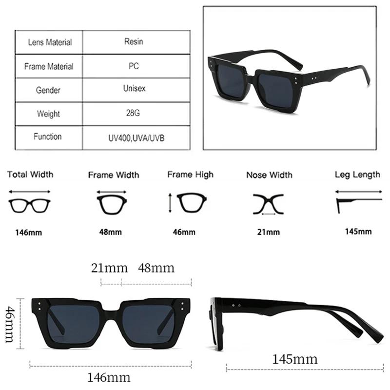 New Vintage Thick Leg Square Sunglasses Women Men Fashion Rice Nail Green Sun Glasses UV400