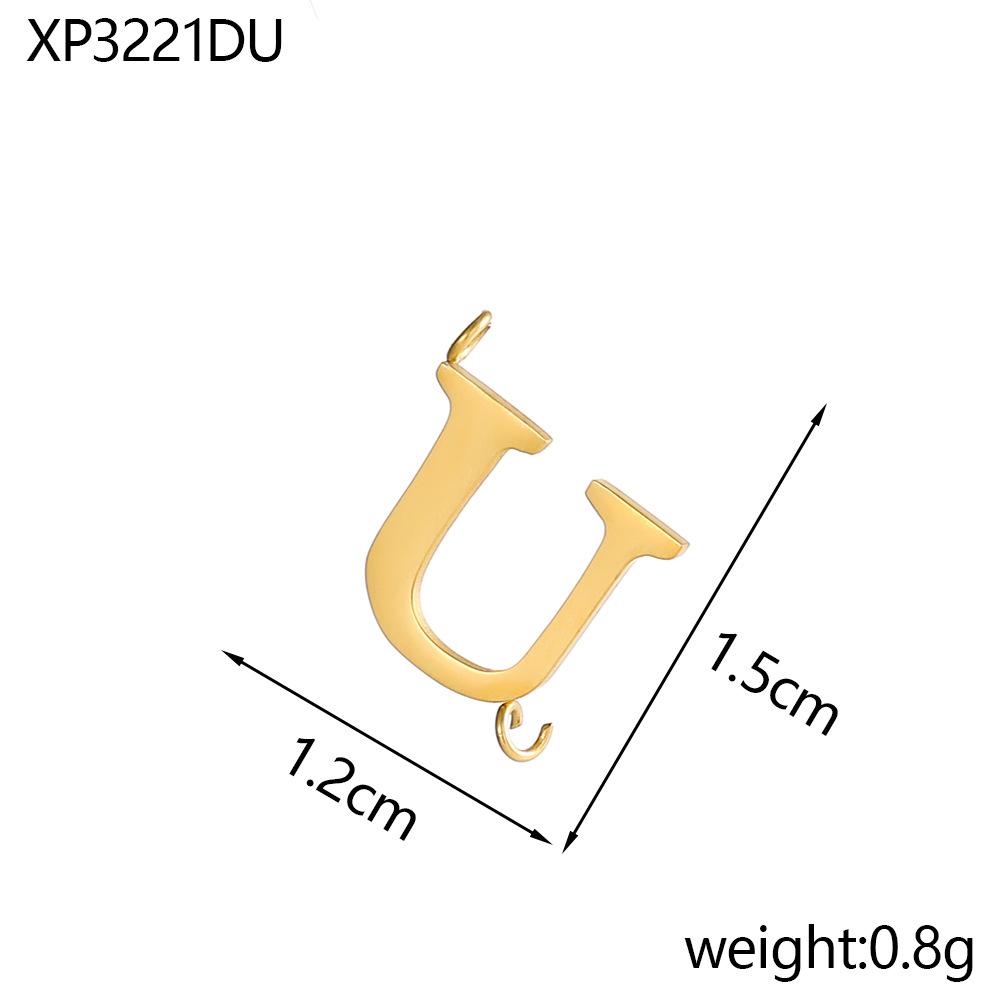 CARLIDANA Stainless Steel Gold Plated Capital Letters with Two Loops Waterproof Initial DIY Jewlery Making Charm Pendant