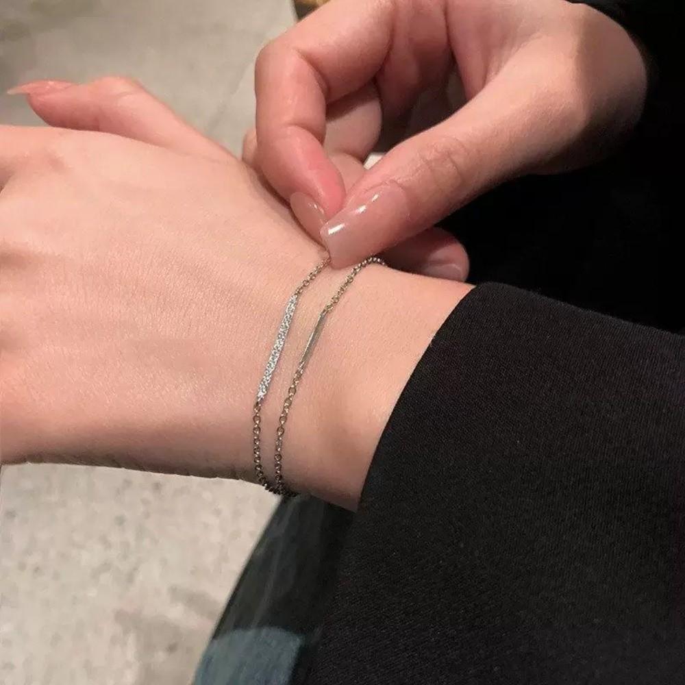 Lightweight Zircon Chain Bracelet Silver Color Pulseras Mujer Sweet Silver Bracelet Women