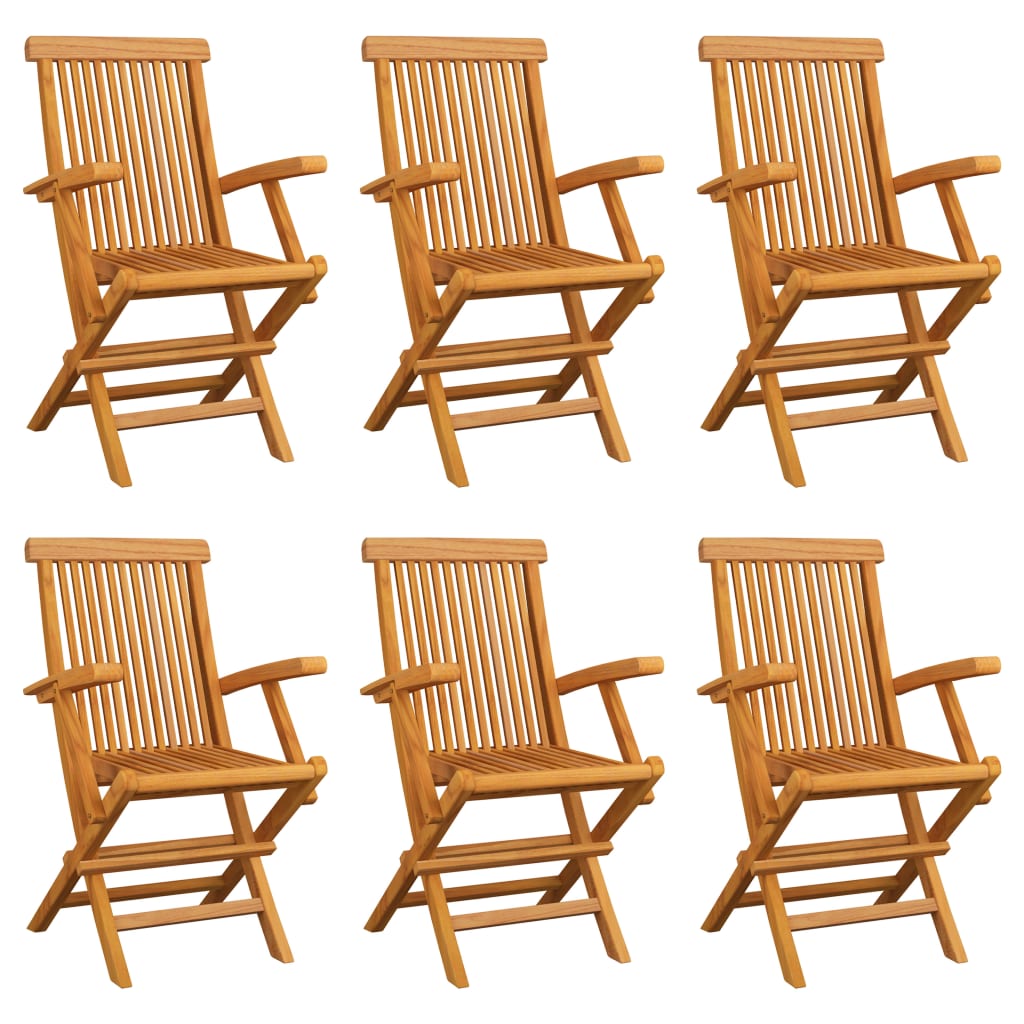 Klappbare Gartenstühle, 6 Stück, massives Teakholz