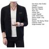 Men Knitted Cardigan Coat Single-breasted Long Sleeve Solid Color Slim Fit Elastic Thick Warm Stand Collar Badge Decor Casual Mid